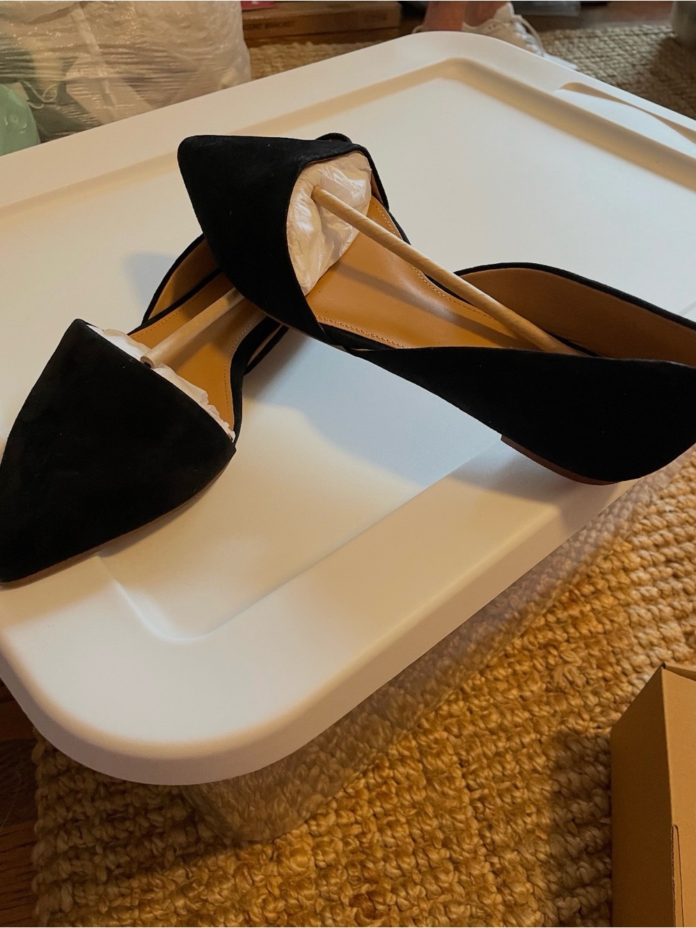 J. Crew Black Suede Pointed-Toe D'Orsay Flats